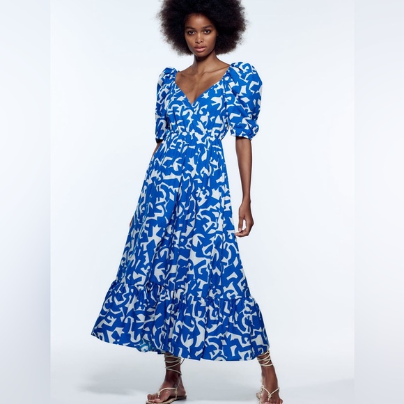 Printed Poplin Dress - Picture 1 of 5